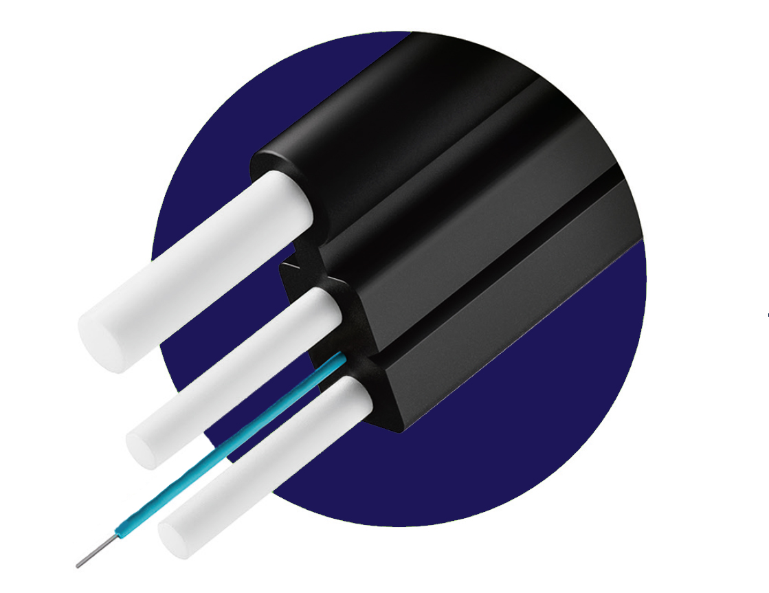 Оптический дроп кабель FTTH, 1ов, G657A1, усилен стеклопрутками FRP с  ВСЭ (FRP)