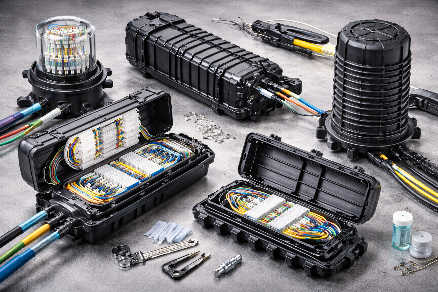 Муфты и аксессуары для оптических кабелей